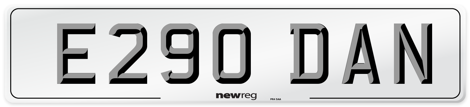 E290 DAN Number Plate from New Reg
